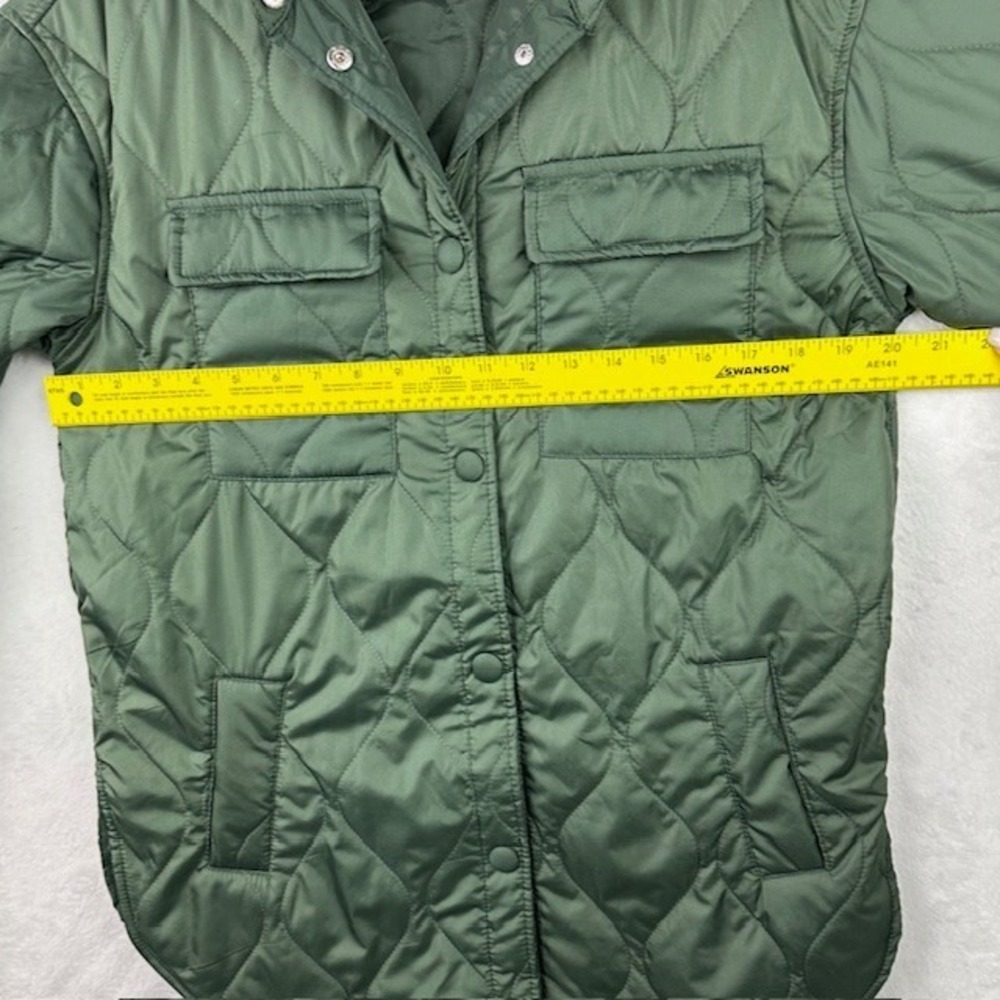 1 Sunset‎ Lane Quilted Puffer Jacket Womens S Dark Green Zip Snap Pockets Winter - Picture 5 of 13